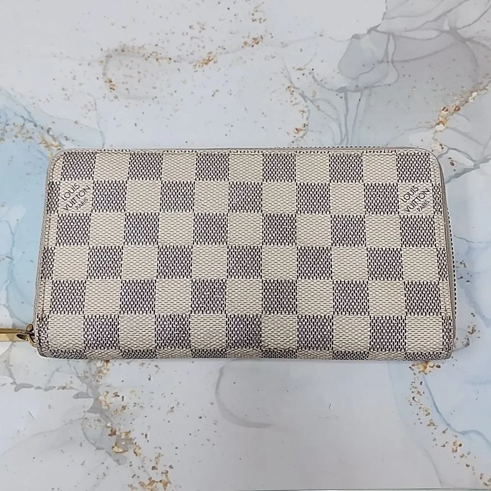 Authentic Louis Vuitton Damier Azur Zippy Zip Around Wallet